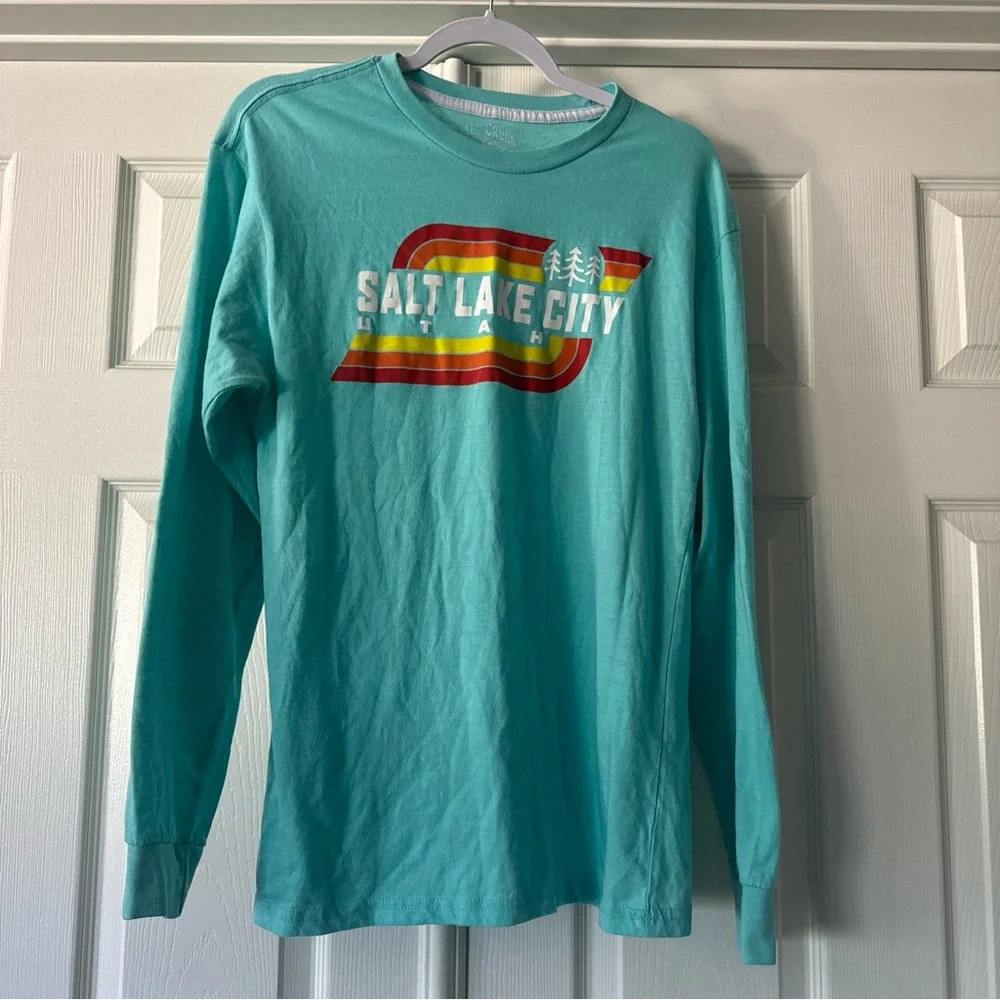 Salt Lake City Mens T Shirt Size Medium Long Sleeve Utah Blue
